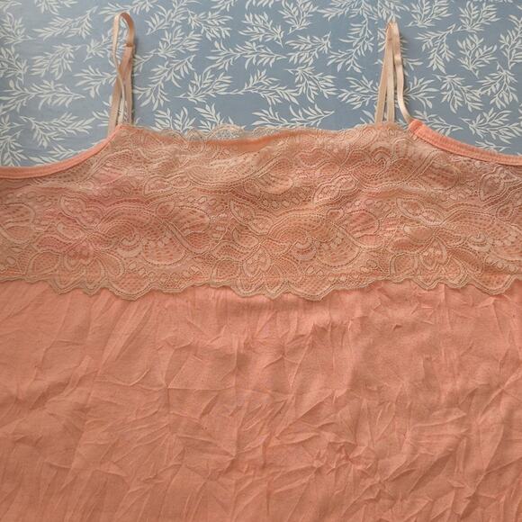 Juniors Sz L Orange Lace Textured Y2K 90s Fairy Beachy Maurices Tank Top - Picture 4 of 11